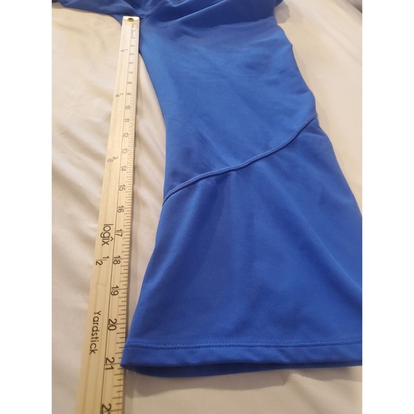 Athleta Womens Size Large Leggings Blue Zip Back Pocket Logo‎ Yoga Workout - Picture 13 of 14